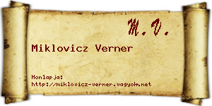 Miklovicz Verner névjegykártya